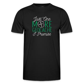 Only one more geocache I promise funny things - Men's Functional T-Shirt - black - Front - AI Model Male 178 dark (178cm)