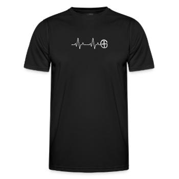 Geocaching Heartbeat ECG Pulse Geocacher Outdoor - Men's Functional T-Shirt - black - Front - AI Model Male 178 dark (178cm)