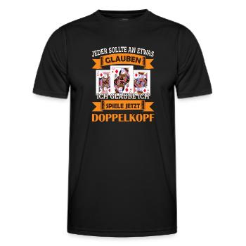 Doppelkopf Kartenspieler - Männer Funktions-T-Shirt - Schwarz - Vorne - AI Model Male 178 dark (178cm)