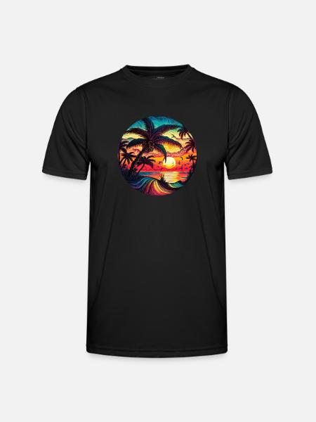 Sunset Over The Ocean - Männer Funktions-T-Shirt - Schwarz