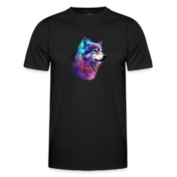 Wolf Galaxy Space Graphic Wolf Lover - T-shirt sport Homme - noir - Devant - AI Model Male 178 dark (178cm)