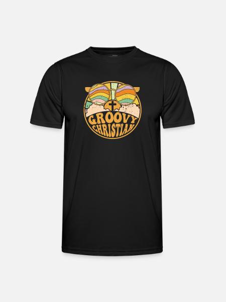 groovy christian 70s hippie funky - Men's Functional T-Shirt - black