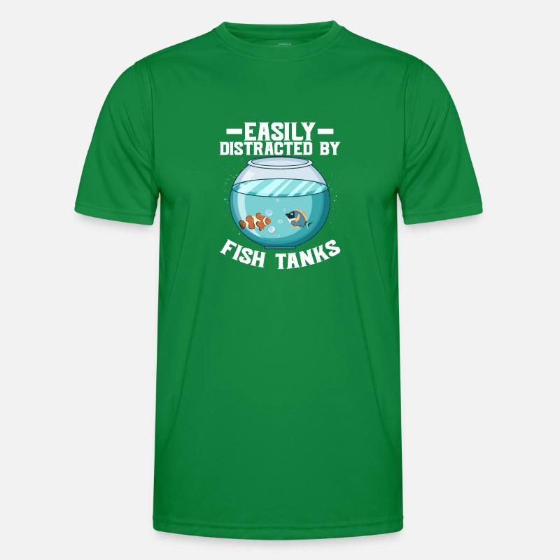Easily Distracted By Fish Tanks Fish Keeping Aquar Männer Funktions-T-Shirt