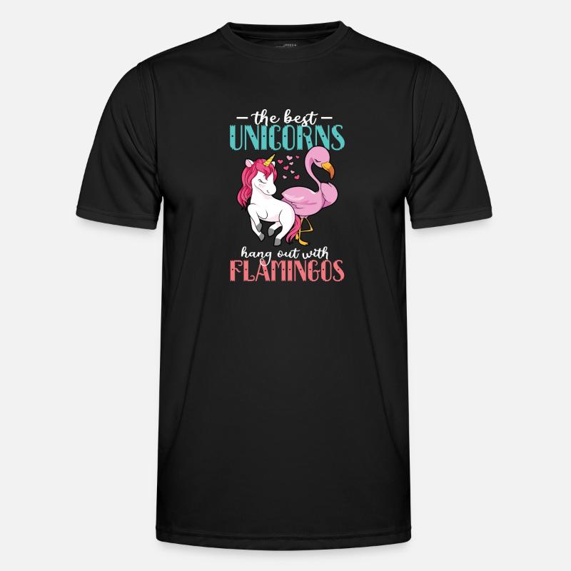 Flamingo Einhorn - Männer Funktions-T-Shirt - Schwarz