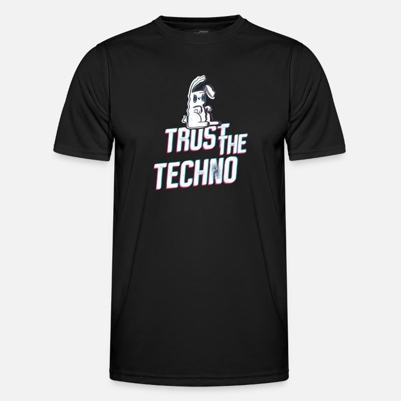 Trust the Techno Bunny - Männer Funktions-T-Shirt - Schwarz