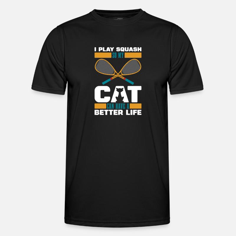 Squash Katze - Männer Funktions-T-Shirt - Schwarz