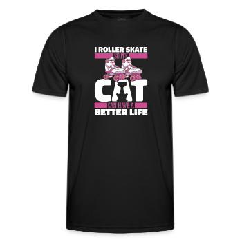 Roller skates Roller skating cat - Men's Functional T-Shirt - black - Front - AI Model Male 178 dark (178cm)