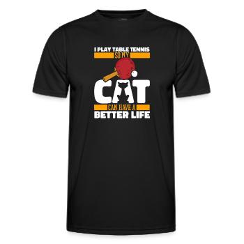 Tischtennis Pingpong Katze - Männer Funktions-T-Shirt - Schwarz - Vorne - AI Model Male 178 dark (178cm)
