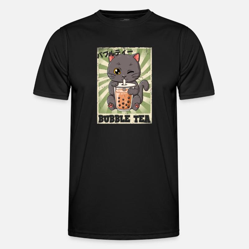 Boba Tea Katze Bubble Tea - Männer Funktions-T-Shirt - Schwarz