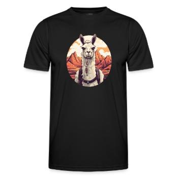 Lama Trekking Hiking Peru Bolivia Andes - Men's Functional T-Shirt - black - Front - AI Model Male 178 dark (178cm)