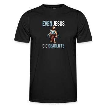 Même Jésus a soulevé des muscles - T-shirt sport Homme - noir - Devant - AI Model Male 178 dark (178cm)