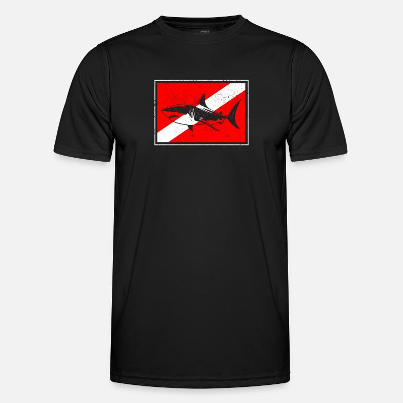 Dive Shark Diver Down Flag Scuba Diving Master - Men's Functional T-Shirt - black