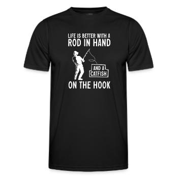 Catfish Fishing Catfish Anglers - Men's Functional T-Shirt - black - Front - AI Model Male 178 dark (178cm)