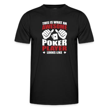 Un joueur de poker génial ressemble à Flop Aces Spades - T-shirt sport Homme - noir - Devant - AI Model Male 178 dark (178cm)