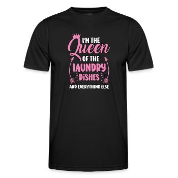 Königin der Wäsche, des Geschirrs und alles andere - Männer Funktions-T-Shirt - Schwarz - Vorne - AI Model Male 178 dark (178cm)