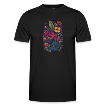 Floral Lila Exotische Blumen - Design - Männer Funktions-T-Shirt - Schwarz - Vorne - AI Model Male 178 dark (178cm)