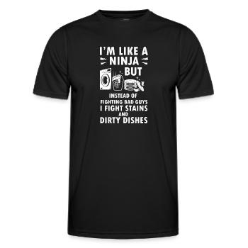 Wie eine Ninja-Hausfrau - Männer Funktions-T-Shirt - Schwarz - Vorne - AI Model Male 178 dark (178cm)