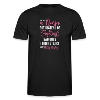 Wie eine Ninja-Hausfrau - Männer Funktions-T-Shirt - Schwarz - Vorne - AI Model Male 178 dark (178cm)