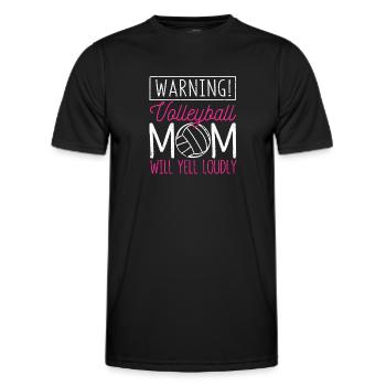 Warning volleyball mom will scream loudly sport - Men's Functional T-Shirt - black - Front - AI Model Male 178 dark (178cm)