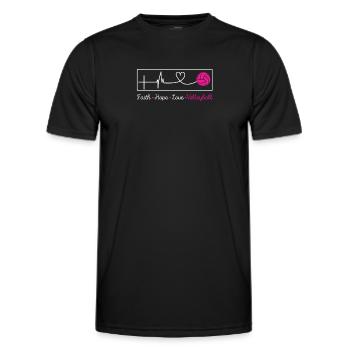 Faith Hope Love Volleyball Heartbeat Team - Men's Functional T-Shirt - black - Front - AI Model Male 178 dark (178cm)