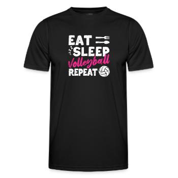 Eat Sleep Volleyball Repeat Funny Team Sports - Men's Functional T-Shirt - black - Front - AI Model Male 178 dark (178cm)