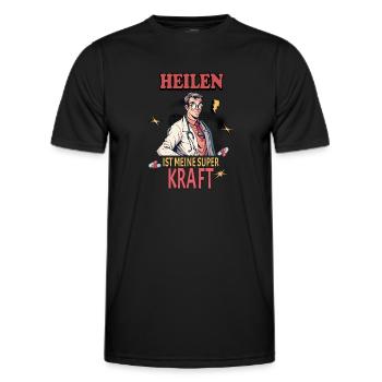 Heilen ist meine Superkraft - Männer Funktions-T-Shirt - Schwarz - Vorne - AI Model Male 178 dark (178cm)