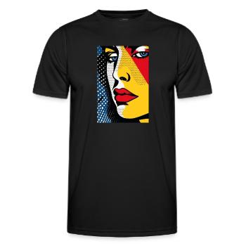 Komisches Pop-Art-Retro-verstecktes trauriges - Männer Funktions-T-Shirt - Schwarz - Vorne - AI Model Male 178 dark (178cm)