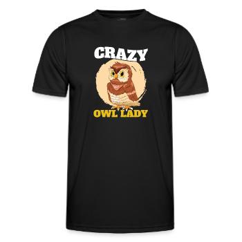 Owl Lady Owl Fan Owlet Nocturnal Bird Ornithologis - Men's Functional T-Shirt - black - Front - AI Model Male 178 dark (178cm)