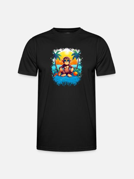 Tropical Monkey Paradise: Sjov og moderigtig Beac - Funktionsshirt til herrer - sort