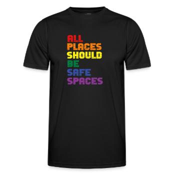 Alle Orte sollten sichere Orte sein Gay Pride Verbündeter - Männer Funktions-T-Shirt - Schwarz - Vorne - AI Model Male 178 dark (178cm)