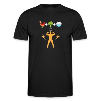 Huhn mit Brokkoli und Reis = Bodybuilder - Männer Funktions-T-Shirt - Schwarz - Vorne - AI Model Male 178 dark (178cm)
