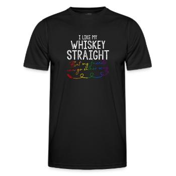 Like My Whiskey Hetero Freunde LGBTQ Gay Pride - Männer Funktions-T-Shirt - Schwarz - Vorne - AI Model Male 178 dark (178cm)