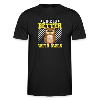 La vie est meilleure avec les hiboux Ornithologue Oiseaux de Pr - T-shirt sport Homme - noir - Devant - AI Model Male 178 dark (178cm)