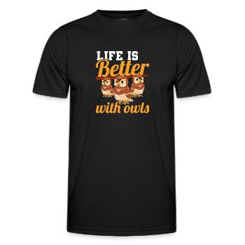 Ornithologist Nocturnal Bird Life Is Better With O - Men's Functional T-Shirt - black - Front - AI Model Male 178 dark (178cm)