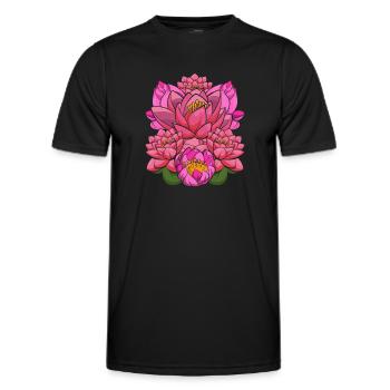 Botanist Lotus Blossoms Gardener Gift Botany - Men's Functional T-Shirt - black - Front - AI Model Male 178 dark (178cm)