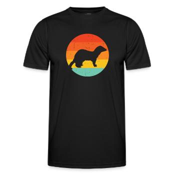 Sunset Weasel Retro Ferret Animal Vintage - Männer Funktions-T-Shirt - Schwarz - Vorne - AI Model Male 178 dark (178cm)