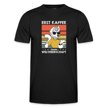 Furry Fandom Fursuits Kaffee - Männer Funktions-T-Shirt - Schwarz - Vorne - AI Model Male 178 dark (178cm)