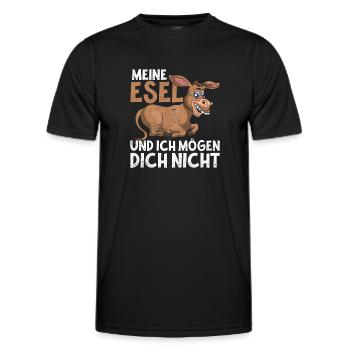 Meine Esel und ich mögen dich nicht Lustiges Esel - Männer Funktions-T-Shirt - Schwarz - Vorne - AI Model Male 178 dark (178cm)