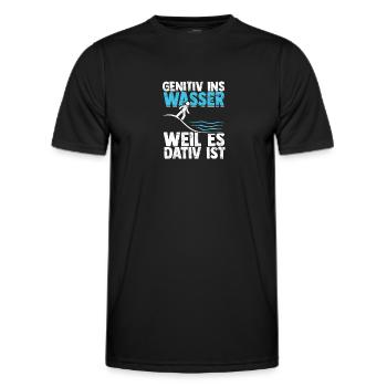 Genitiv ins Wasser weil es Dativ ist - Grammatik - Männer Funktions-T-Shirt - Schwarz - Vorne - AI Model Male 178 dark (178cm)