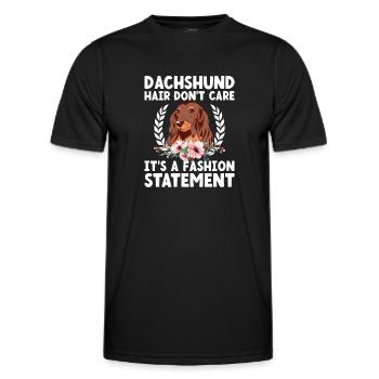 Dackelhaar ist es egal, es ist ein modisches Statement - Männer Funktions-T-Shirt - Schwarz - Vorne - AI Model Male 178 dark (178cm)