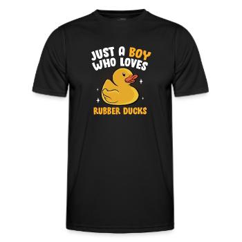 Duckling Funny Duckie Men Just A Boy Who Loves Rub - Männer Funktions-T-Shirt - Schwarz - Vorne - AI Model Male 178 dark (178cm)