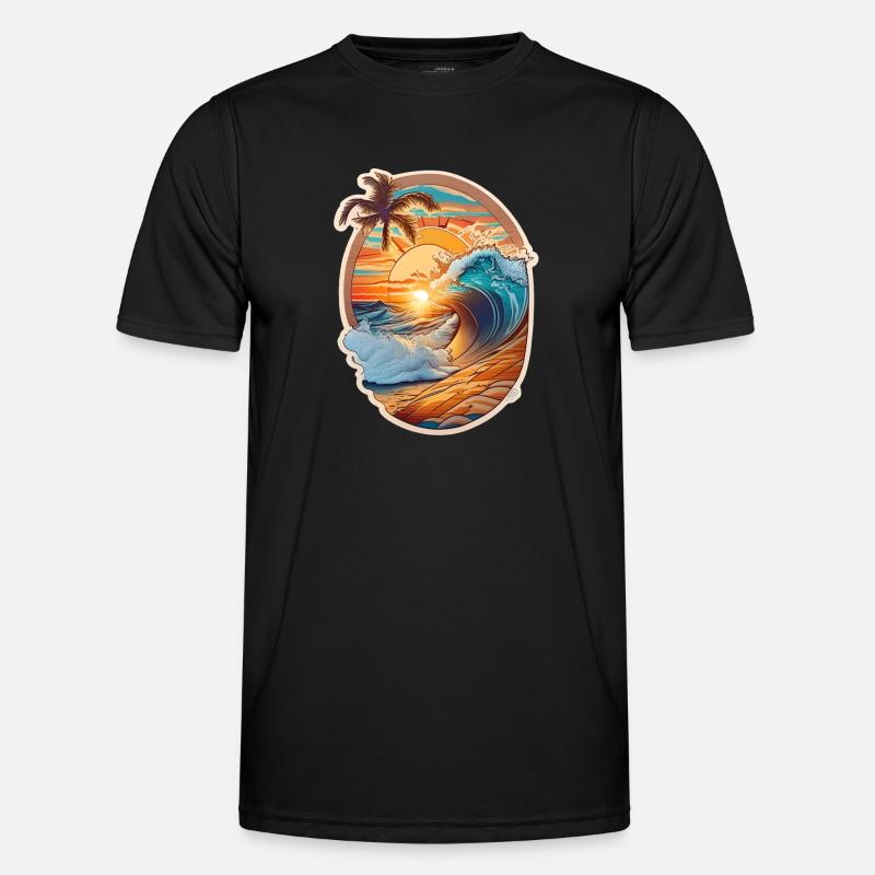 Beach and wave - Men's Functional T-Shirt - black