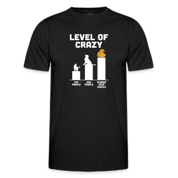 Funny Level Of Crazy Rubber Duck Duckie Duckling - Men's Functional T-Shirt - black - Front - AI Model Male 178 dark (178cm)
