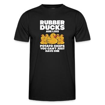 Rubber Ducks Are Like Potato Chips Funny Duckie Du - Männer Funktions-T-Shirt - Schwarz - Vorne - AI Model Male 178 dark (178cm)