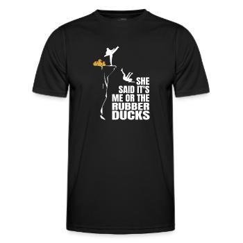 Funny She Said It's Me Or The Rubber Ducks Duckie - Männer Funktions-T-Shirt - Schwarz - Vorne - AI Model Male 178 dark (178cm)