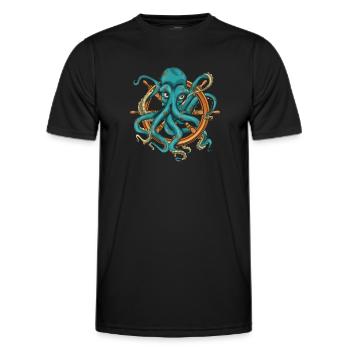 Ocean Animal Octopus Sea Animal Gift Octopus - Men's Functional T-Shirt - black - Front - AI Model Male 178 dark (178cm)