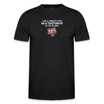 I Use A Dynamite Stick As A Toothpick Gangster Pun - Men's Functional T-Shirt - black - Front - AI Model Male 178 dark (178cm)