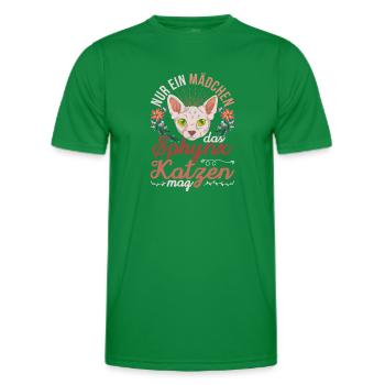 Okkult Nacktkatze Mädchen Geschenk Sphynx Katze - Männer Funktions-T-Shirt - Kelly Green - Vorne - AI Model Male 178 dark (178cm)