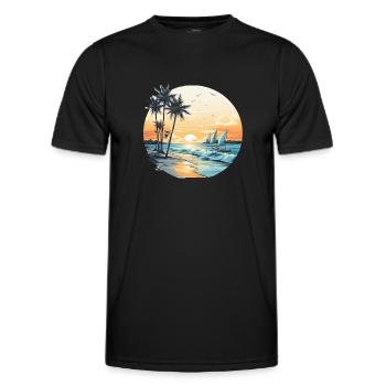 Ocean vibes, beach vibes, sunset on the beach, oce - Men's Functional T-Shirt - black - Front - AI Model Male 178 dark (178cm)