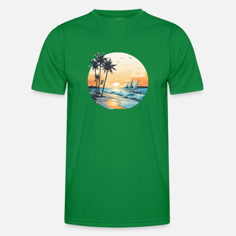 Vibrations de l’océan, vibrations de la plage, coucher de soleil sur la plage, oce T-shirt sport Homme